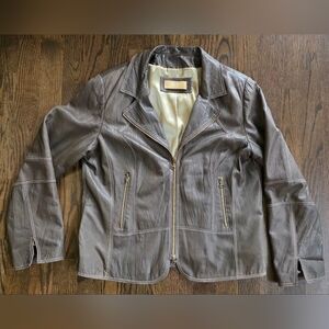 BIBA Genuine Lamb Leather Jacket Brown Zip Fitted Women Soft Leather M/L